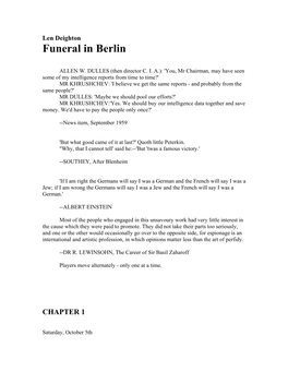 Len Deighton, Funeral in Berlin