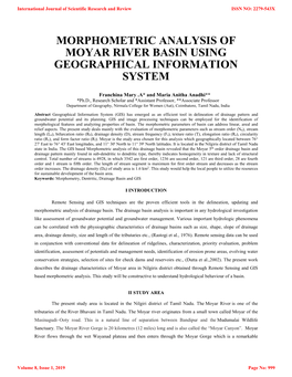 Morphometric Analysis of Moyar River Basin Using Geographical Information System