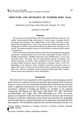 Structure and Mechanics of Starfish Body Wall