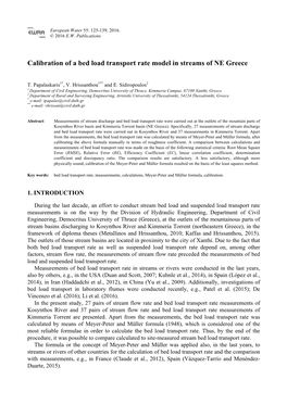 Calibration of a Bed Load Transport Rate Model in Streams of NE Greece