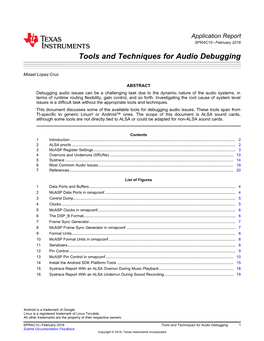 Tools and Techniques for Audio Debugging