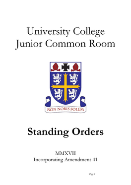 University College Junior Common Room Standing Orders