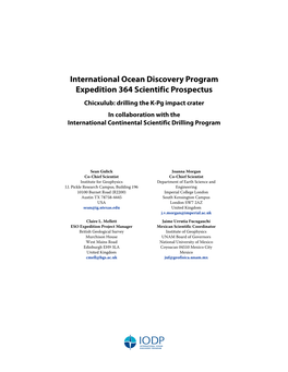 International Ocean Discovery Program Expedition 364 Scientific