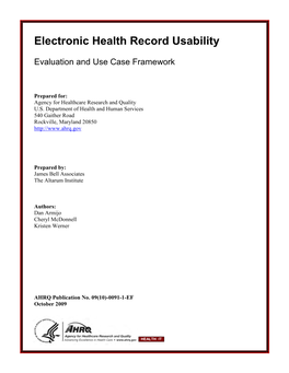 Electronic Health Record Usability: Evaluation and Use Case Framework