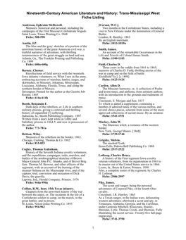 Nineteenth-Century American Literature and History: Trans-Mississippi West Fiche Listing