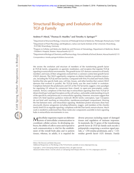 Structural Biology and Evolution of the TGF-B Family