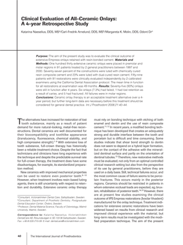 Clinical Evaluation of All-Ceramic Onlays: a 4-Year Retrospective Study