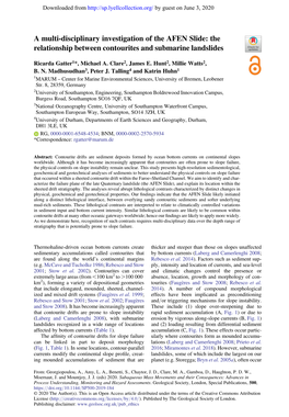 A Multi-Disciplinary Investigation of the AFEN Slide: the Relationship Between Contourites and Submarine Landslides