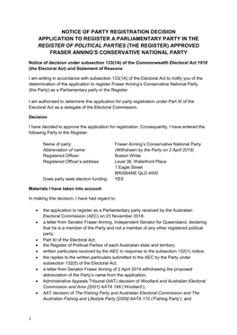 Fraser Anning's Conservative National Party