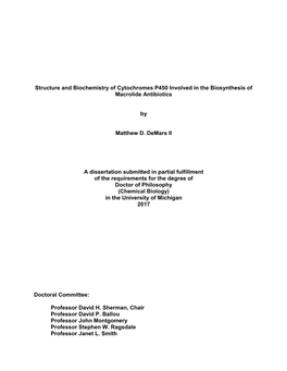 Structure and Biochemistry of Cytochromes P450 Involved in the Biosynthesis of Macrolide Antibiotics