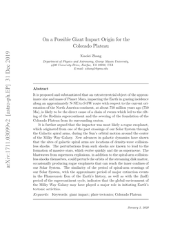 On a Possible Giant Impact Origin for the Colorado Plateau