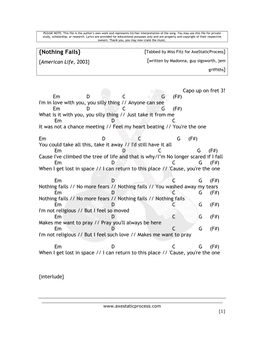 Nothing Fails} {Tabbed by Miss Fitz for Axestaticprocess} {American Life, 2003} {Written by Madonna, Guy Sigsworth, Jem Griffiths}