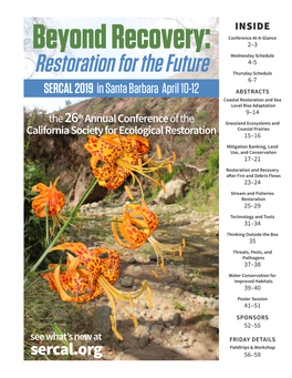 Beyond Recovery: Restoration for the Future Many Thanks to the Generous Support of Our Conference Sponsors