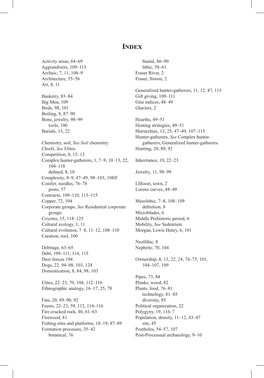 Activity Areas, 64–69 Aggrandizers, 109–115 Archaic, 7, 11, 108–9