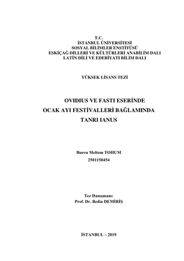 Ovidius Ve Fasti Eserinde Ocak Ayi Festivalleri Bağlaminda