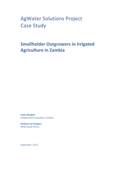 Smallholder Outgrowers in Irrigated Agriculture in Zambia