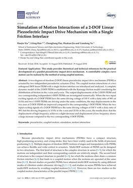 Simulation of Motion Interactions of a 2-DOF Linear Piezoelectric Impact Drive Mechanism with a Single Friction Interface