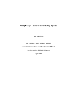 Rating Change Timeliness Across Rating Agencies