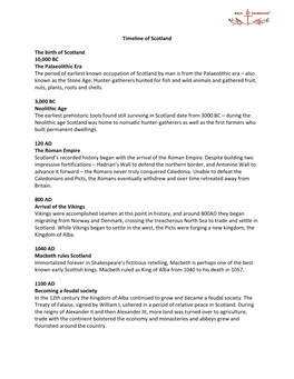 Timeline of Scotland the Birth of Scotland 10,000 BC The