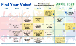 FIND YOUR VOICE! Calendar and Class Descriptions