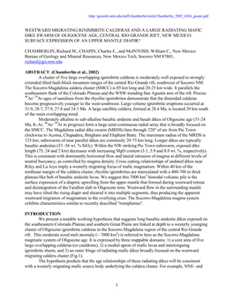 Westward Migrating Ignimbrite Calderas and a Large Radiating Mafic Dike Swarm of Oligocene Age, Central Rio Grande Rift, New