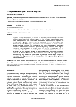 Using Networks in Plant Disease Diagnosis