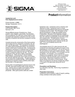 Lipoteichoic Acid from Staphylococcus Aureus