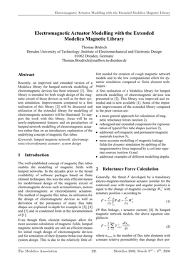 Electromagnetic Actuator Modelling with the Extended Modelica Magnetic Library