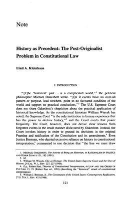 The Post-Originalist Problem in Constitutional Law