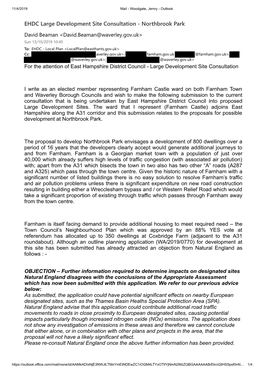 EHDC Large Development Site Consultation - Northbrook Park