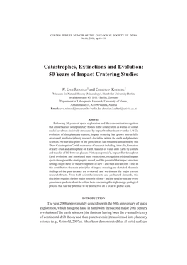 Catastrophes, Extinctions and Evolution: 50 Years of Impact Cratering Studies