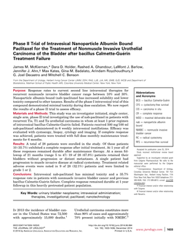 Phase II Trial of Intravesical Nanoparticle Albumin Bound