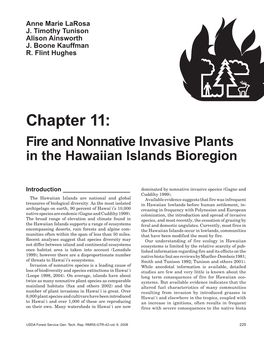 Fire and Nonnative Invasive Plants in the Hawaiian Islands Bioregion