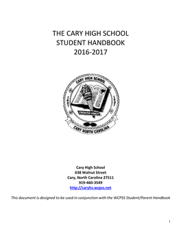 Cary High School Student Handbook 2016-2017