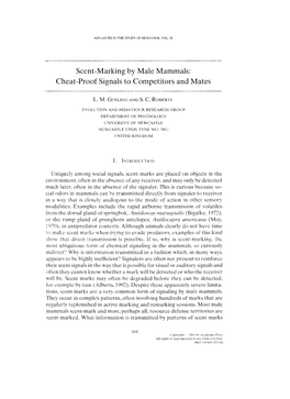 Scent-Marking by Male Mammals: Cheat-Proof Signals to Competitors and Mates