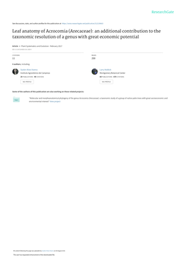 Leaf Anatomy of Acrocomia (Arecaceae): an Additional Contribution to the Taxonomic Resolution of a Genus with Great Economic Potential
