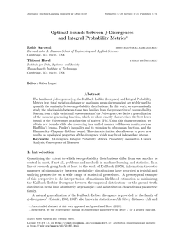 Optimal Bounds Between F-Divergences and Integral Probability Metrics∗