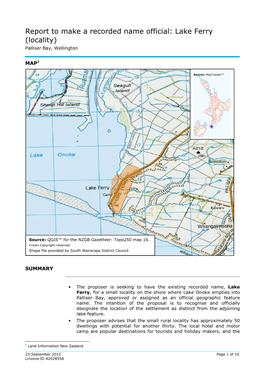 Lake Ferry (Locality) Palliser Bay, Wellington