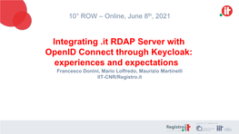 Integrating .It RDAP Server with Openid Connect Through Keycloak