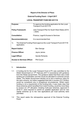 External Funding Panel Report
