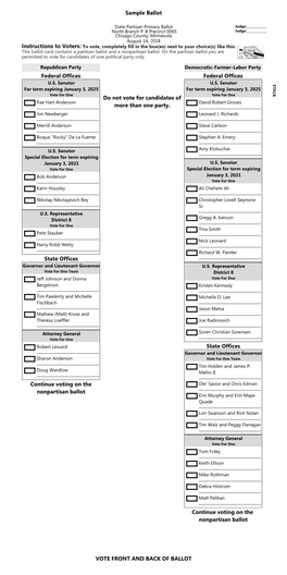 State Partisan Primary Ballot Judge:______North Branch P B Precinct 0065 Judge:______Chisago County, Minnesota August 14, 2018