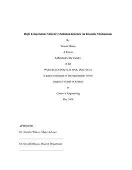 High Temperature Mercury Oxidation Kinetics Via Bromine Mechanisms