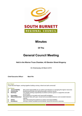 South Burnett Regional Council General Meeting – Minutes - Wednesday 20 March 2019