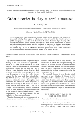 Order-Disorder in Clay Mineral Structures 3