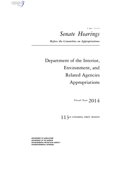 Senate Hearings Before the Committee on Appropriations