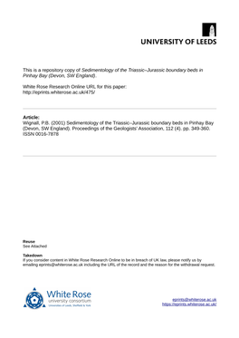 Sedimentology of the Triassic–Jurassic Boundary Beds in Pinhay Bay (Devon, SW England)