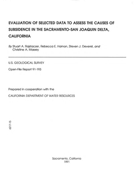 Evaluation of Selected Data to Assess the Causes of Subsidence in the Sacramento-San Joaquin Delta, California