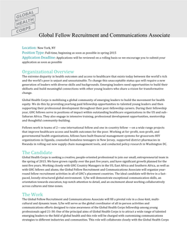 Global Fellow Recruitment and Communications Associate