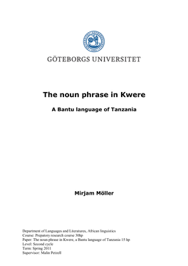 The Noun Phrase in Kwere