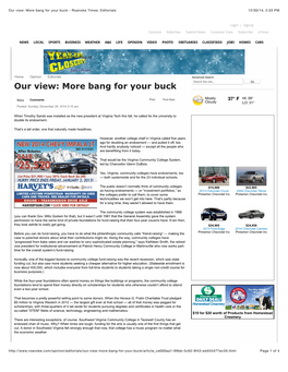 Bang for Your Buck - Roanoke Times: Editorials 12/30/14, 2:33 PM